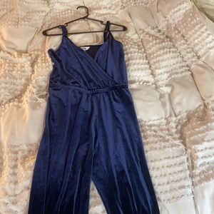 Navy blue velvet jumpsuit